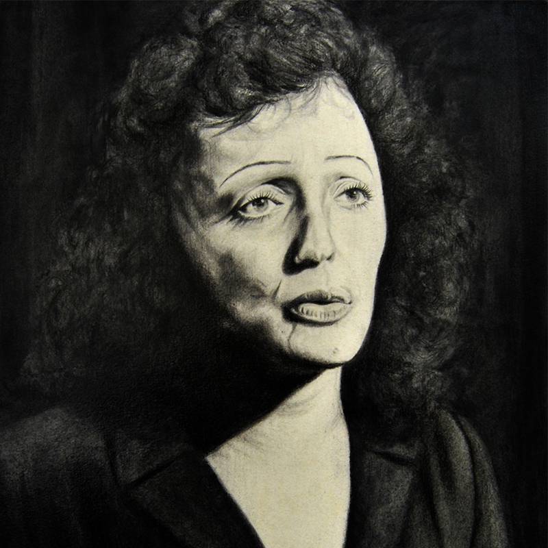 Detalle Obra Retrato Edith Piaf - Serie Musas - Artista pintor Antonio Morales Prats