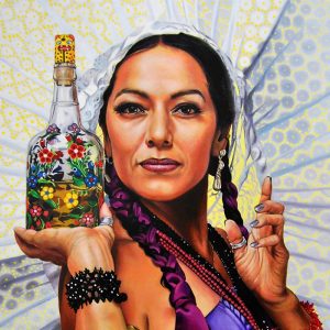 Detalle Obra Retrato Lila Downs - Serie Musas - Artista pintor Antonio Morales Prats
