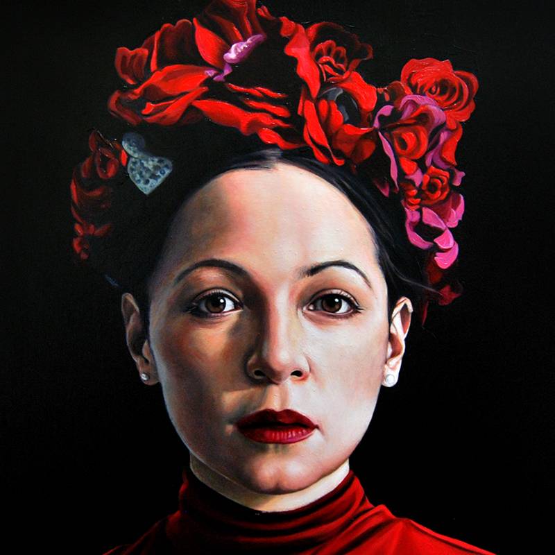 Detalle Obra Retrato Natalia Lafourcade - Serie Musas - Artista pintor Antonio Morales Prats