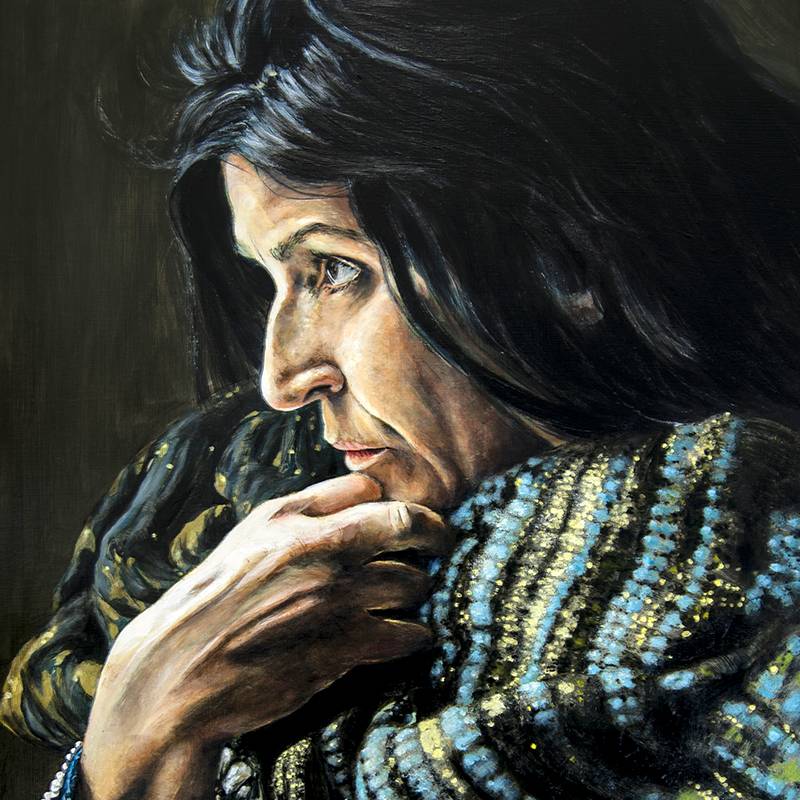 Obra Retrato Lita Cabellut - Serie Artistudios - Artista pintor Antonio Morales Prats_detalle